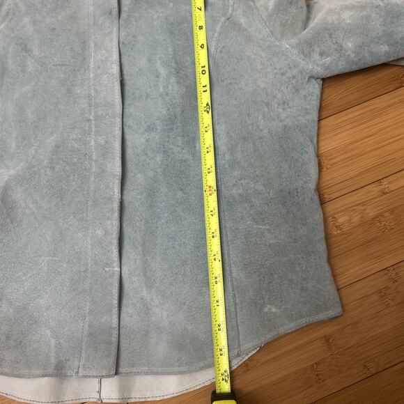 Mixit Light Blue Genuine Suede Classic Jacket Western Chic Retro Revival Sz 16 - Picture 7 of 9